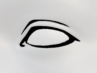 Another drawing of the eye, overlaid on top of the 3d render.